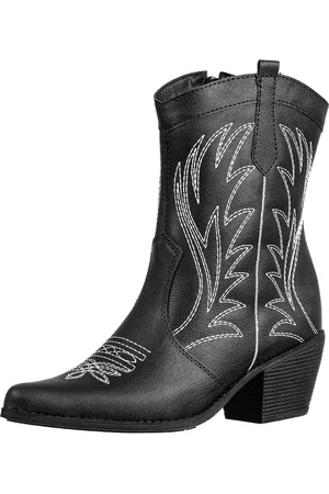 Gigil Bota Western Texana Bicolor Bordada Preto/Off White