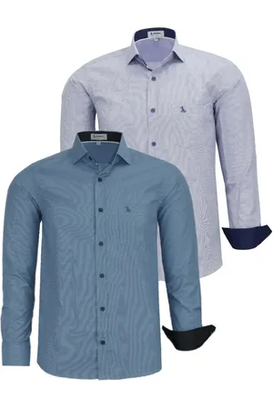 Amil Kit 2 Camisas Manga Longa Tecido Misto Comfort 1779 e Jeans