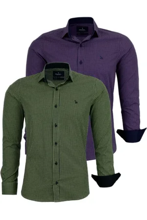 Amil Kit 2 Camisas Manga Longa Algodão Slim 1749 Cor 06 e Cor 02
