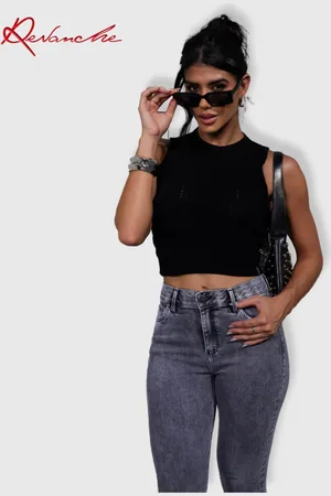 Revanche Cropped de tricot com detalhes feminina Tamanho Único Cairu
