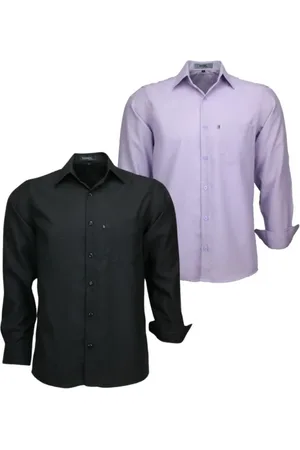 Amil Kit 2 Camisas Manga Longa Poliéster Clássica 832 e Preto