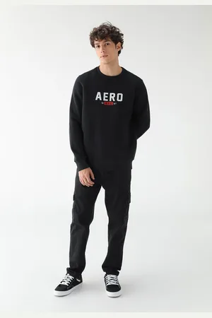 Aeropostale Blusa de Moletom Flanelada Fechada Logo Preta