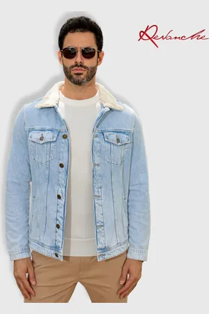 Revanche Jaqueta Jeans Gola de Pelugem Masculina Kaman