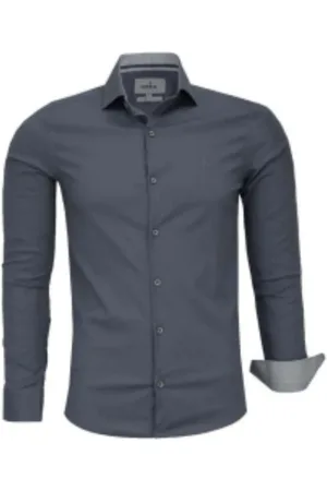 Amil Camisa Manga Longa Slim Algodão Com Elastano Chumbo 1808