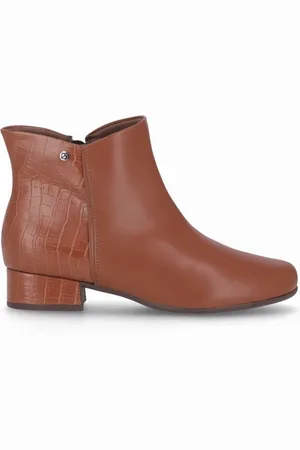 Piccadilly Bota Jaqueline Cano Curto Salto Baixo Conhaque