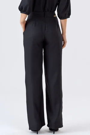 PKS Calça Alfaiataria Com Pespontos Preta