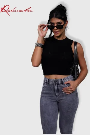 Revanche Cropped de tricot com detalhes feminina Tamanho Único Cairu