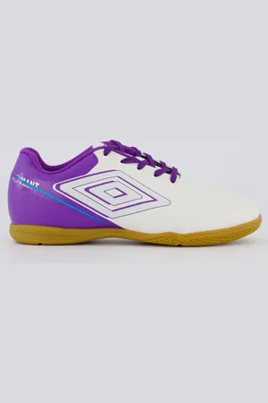 Umbro Chuteira Adamant Top Speed Futsal Juvenil Branca e Roxa