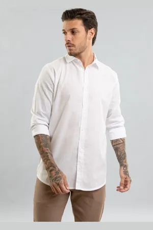 Dialogo Jeans Camisa Masculina Manga Longa em Algodão com Botões Dialogo