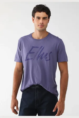Ellus Camiseta Reta Cotton Fine Gothic Maxi Logo Roxa