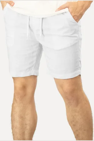 Calvin Klein Bermuda Jeans Masculina Elástico Linen Tag Branca