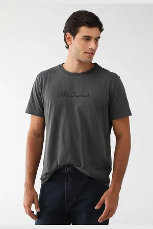 Ellus Camiseta Reta Cotton Washed Logo Grafite