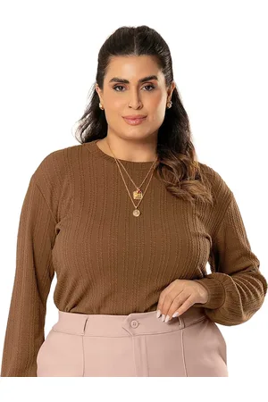 Cativa Blusão Feminino Plus Size Textura de Tricô