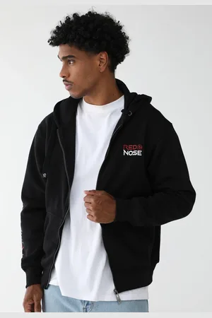Red Nose Blusa de Moletom Aberta Com Capuz Logo Preta