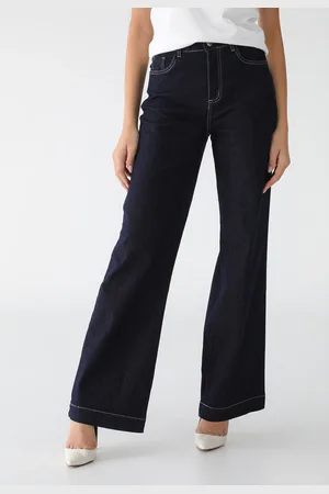 SAWARY Calça Jeans Wide Leg Lisa Preta