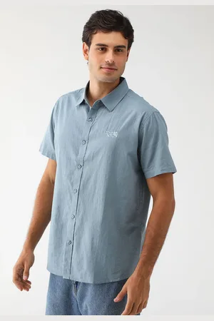 Red Nose Camisa Linho Reta Logo Azul