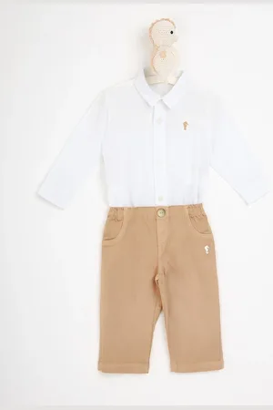 Onda Marinha Infantil - CONJUNTO BODY CAMISA EM TRICOLINE E CALCA EM SARJA MOLETOM