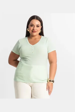 Kohmar Blusa Feminina Manga Curta Ribana De Linho KO