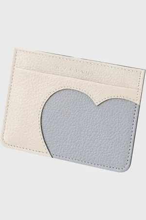 Mariart Porta-Cartão de Couro 668 Off White/Azul /Marinho
