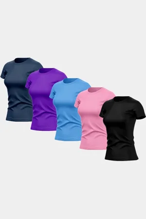 ADRIBEN Kit 5 Camisetas Feminina Dry Fit Básica Lisa Proteção Solar UV Térmica Blusa Academia Esporte Camisa