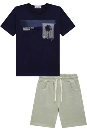 Luc.Boo Infantil - Conjunto de Camiseta e Bermuda com Elastano