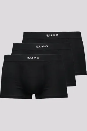 LUPO Kit 3 Cuecas Boxer Microfibra Preta