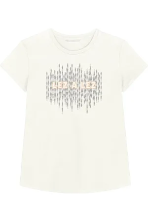 LEZ A LEZ Blusa T-Shirt De Mangas Curtas Com Aplicações De Paetê Branca