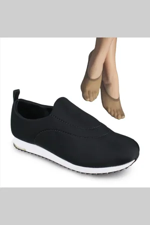 USAFLEX Tênis Feminino Slip On Elastano V9103+2P de Meias Color Sports Sapatilha 9055