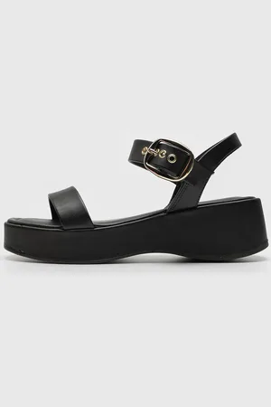 Via Uno Sandália Flatform Lisa Preta