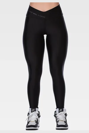 Summer Soul Calça Legging Fitness Cós Alto Transpassado Preta