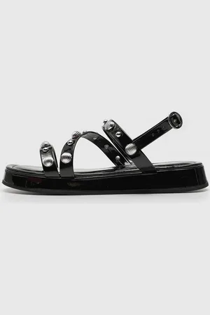 Via Uno Sandália Flatform Aplicação Preta