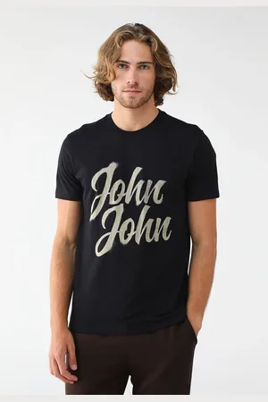 John John Camiseta Reta Logo Preta