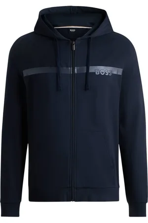 HUGO BOSS Moletom Com Capuz De Algodão Com Fecho E Logo - M-M