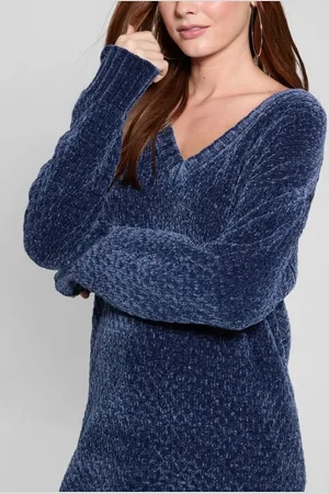 Guess Vestido Tricot Decote Manga Longa Eco Escuro