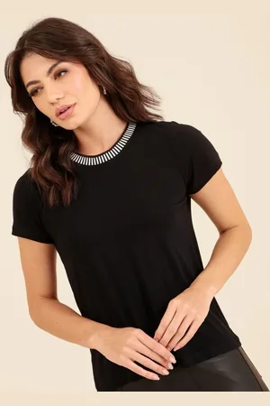 Pop Me Blusa Em Malha Manga Curta Gola Retilínea