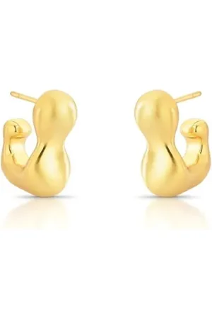 Ania Store Infantil - Brinco Argola Orgânico Acetinado P Banhado a Ouro 18K