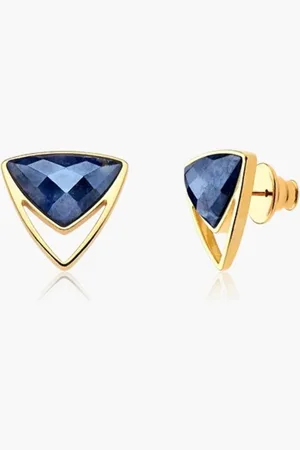 Ania Store Infantil - Brinco Geométrico com Pedra Natural Semijoia Banhado a Ouro 18k