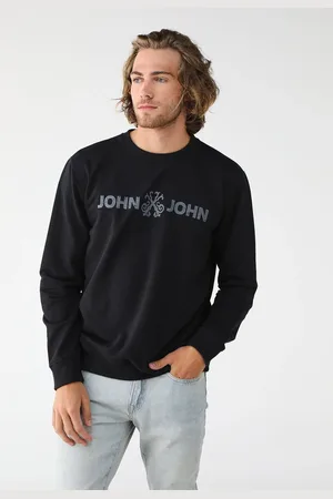 John John Blusa de Moletom Fechada Logo Preta