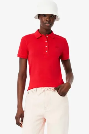 Lacoste Polo feminina em piqué de algodão com stretch