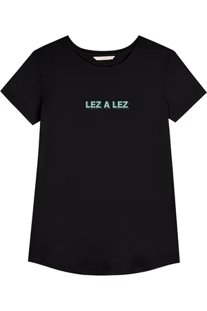 LEZ A LEZ Blusa T-Shirt De Mangas Curtas Em Algodão Penteado