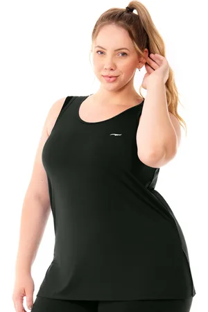 Zee Rucci Regata Fitness Plus Alongada com fenda Verde Preta