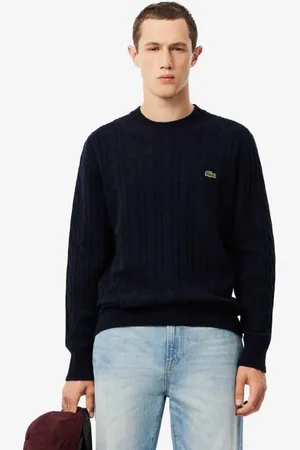 Lacoste Suéter de gola olímpica de lã de padrão tricotado