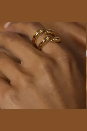 Ania Store Infantil - Anel Ajustável Gotas Pequenas Semijoia Banhado a Ouro 18K