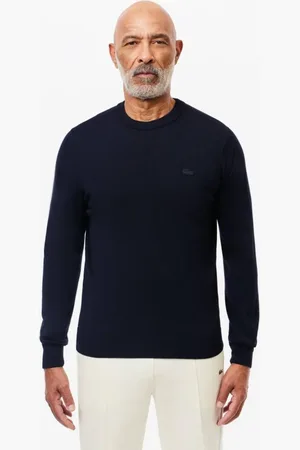 Lacoste Suéter masculino em lã merino com decote careca