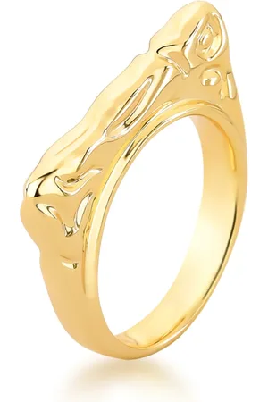 Ania Store Infantil - Anel Sextavado Amassada Banhado a Ouro 18K