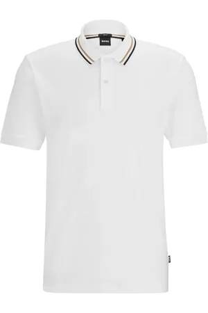 HUGO BOSS Polo Slim De Algodão Com Colarinho Listrado - 4GG