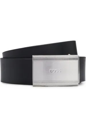 HUGO BOSS Cinto De Pele Fina Com Fivela De Placa De Marca - ÚNICO