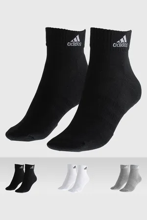 adidas Kit 3pçs Meia Cano Médio 3 stripes Preta/Branca/Cinza