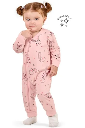 Elian Macacão Pijama Menina Coelhinhos