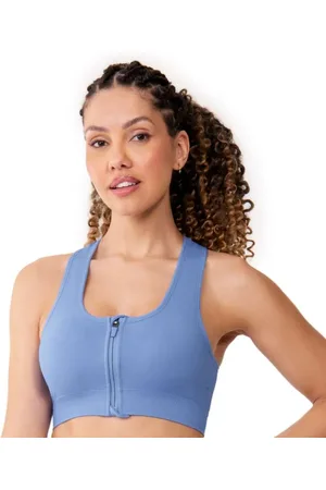Zee Rucci Top Fitness com Zíper e Bojo Removível sem Costura Jacquard Colmeia Jardim de Hortênsias